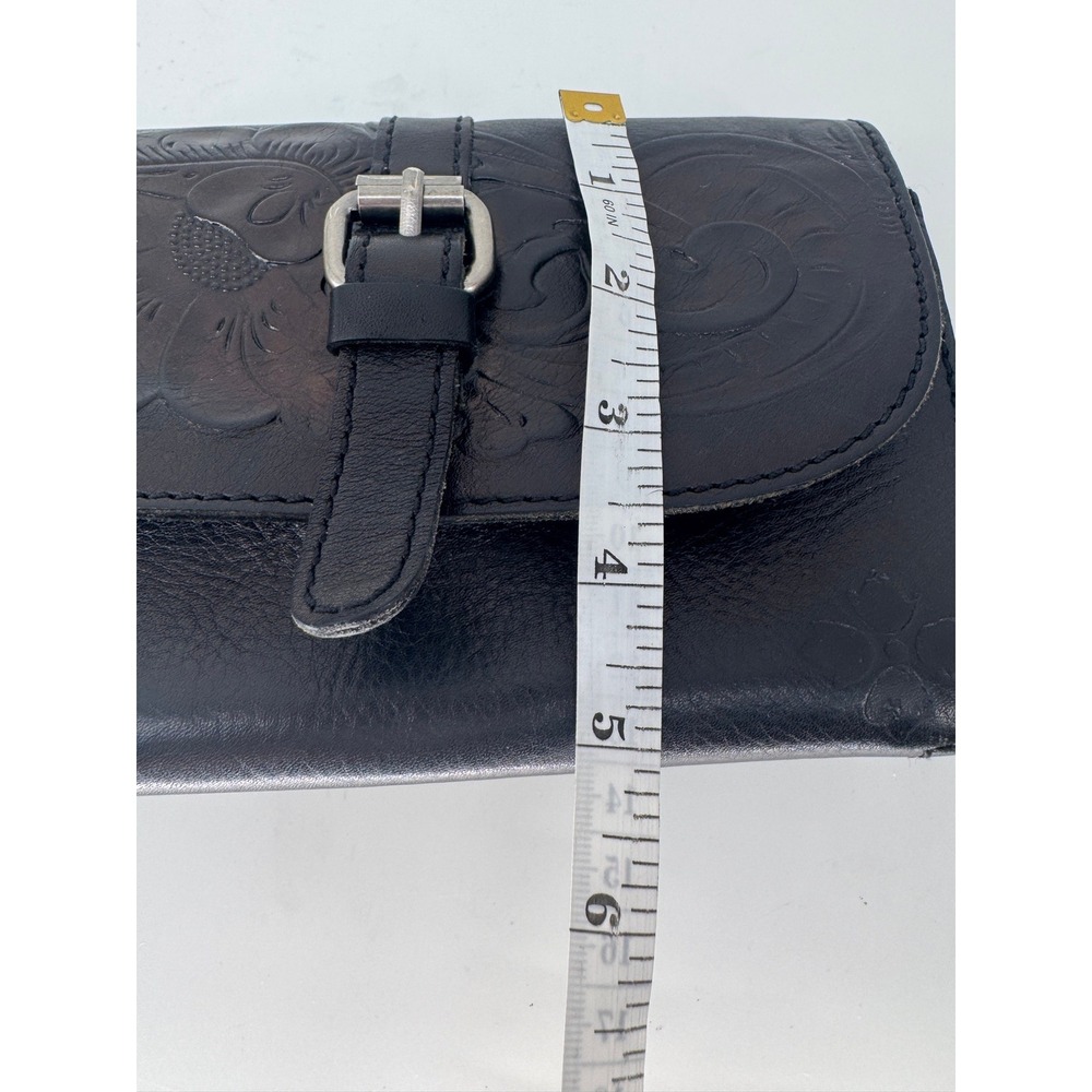 Patricia Nash Torri Black Tooled Leather Crossbody Bag Floral Embossed Boho West - Picture 11 of 11